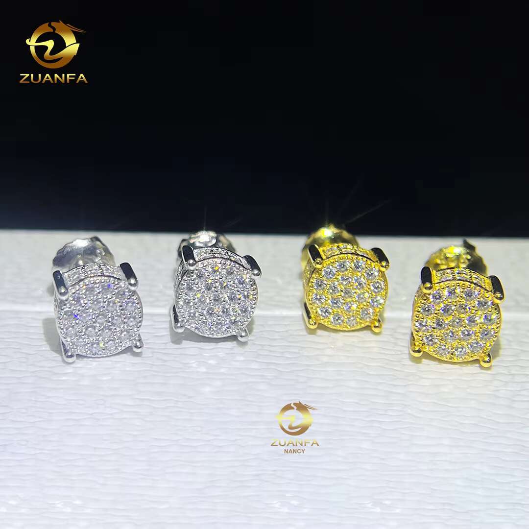 Hip Hop Jewelry Pass Diamond Tester High Quality Mens Earring 10k Solid Gold Moissanite Ear Studs Earrings