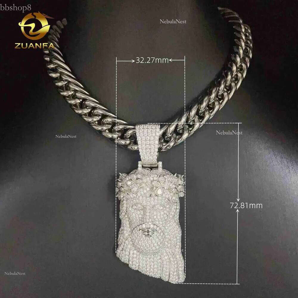 Fashion Vvs Moissanite Gold Plated Sterg Sier Jesus Head Pendant for Hip Hop Jewelry