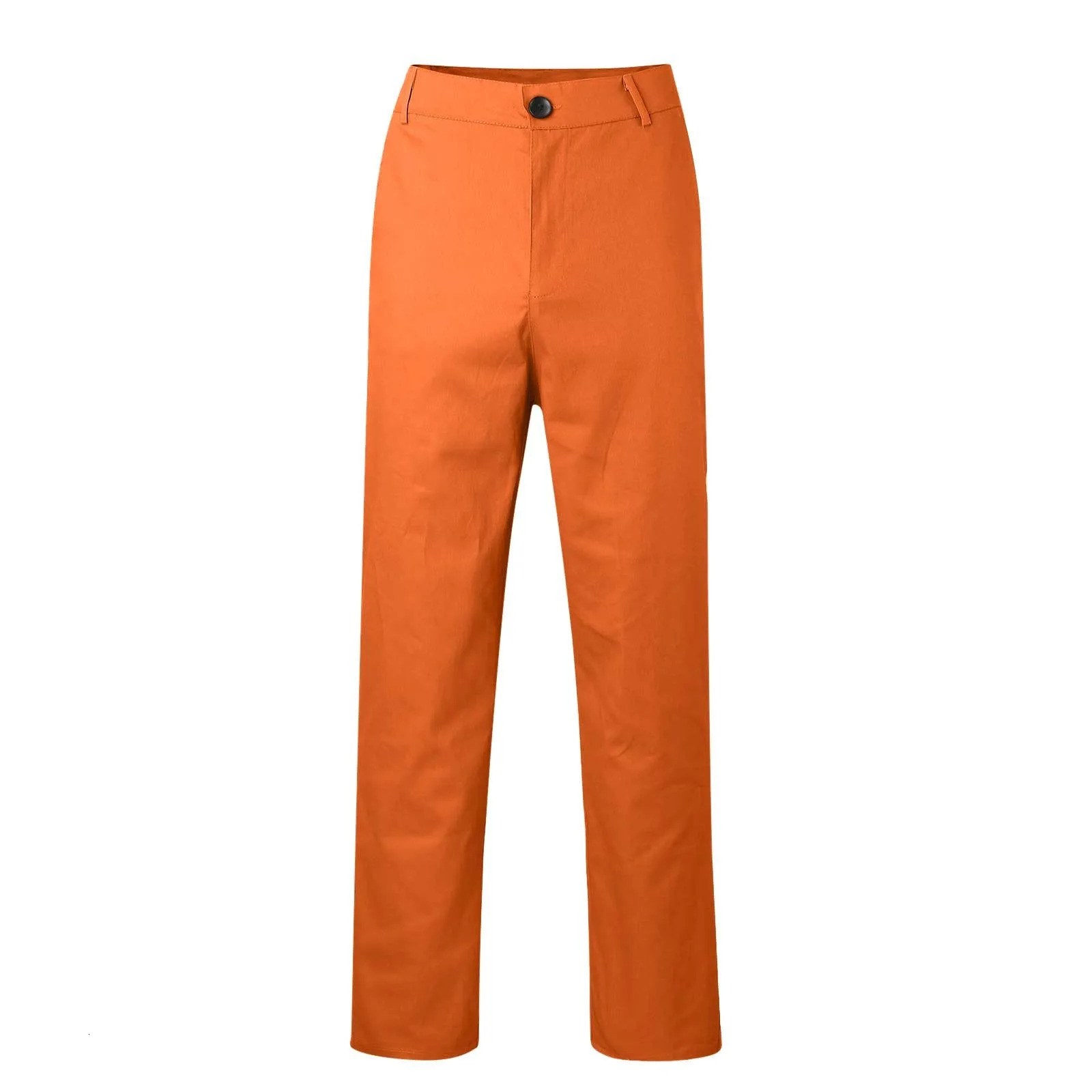 Orange Pants Mens Straight Slim Waist Trousers Casual Solid Color Pocket Fashion Mens Pants Spring Summer Versatile Pants 250408