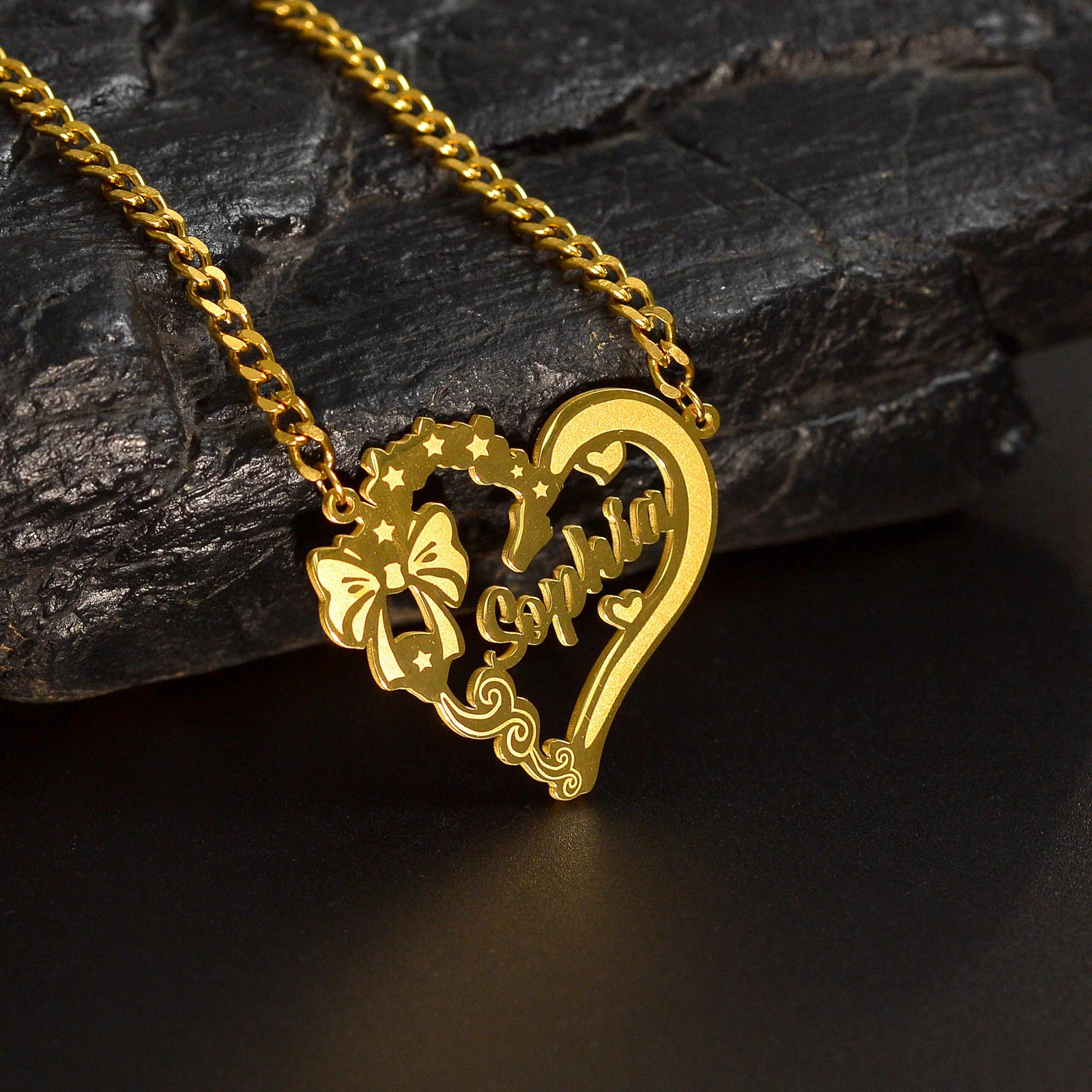 Atoztide Personalized Custom Name Necklace for Women Stainless Steel Heart Engrave Nameplate Choker Link Chain Jewelry Gifts 250409