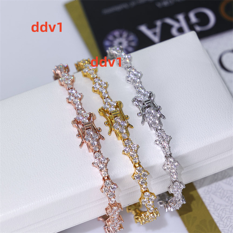 S925 Silver Moissanite Tennis Chain Bracelet Trendy Hip Hop Jewelry Accessory for Men