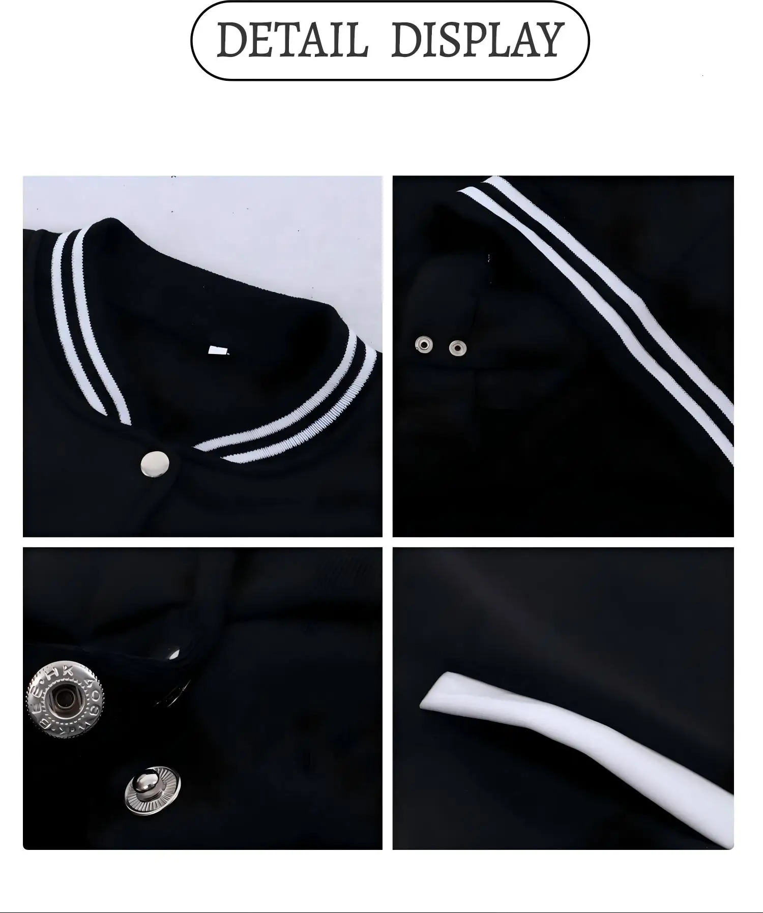 Black college letter printed jacket womens winter wool baseball uniform hiphop street casual warm and soft clothing 250409
