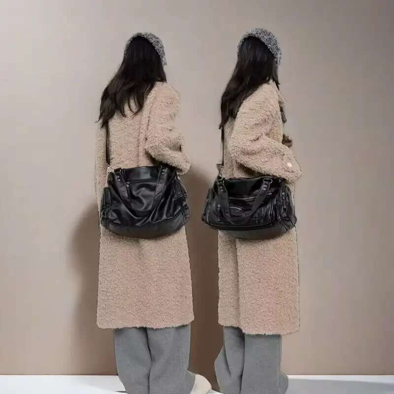 HAEX Punk Women Tote 2024 Trend Large Capacity Crossbody Shoulder Bags Moto Style Multi Pockets Commute Bolso Mujer