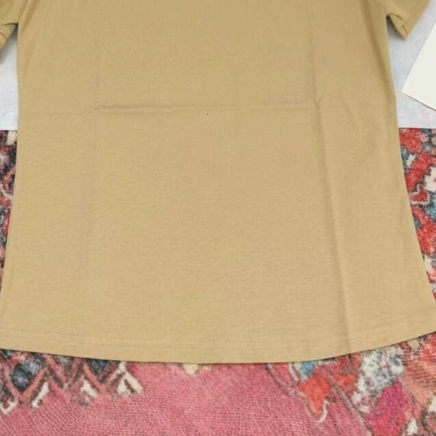 Khaki Letter Printed Round Neck Casual Slimming Versatile Pure Cotton Short Sleeved T-Shirt For Women's Spring And Summer New Style
