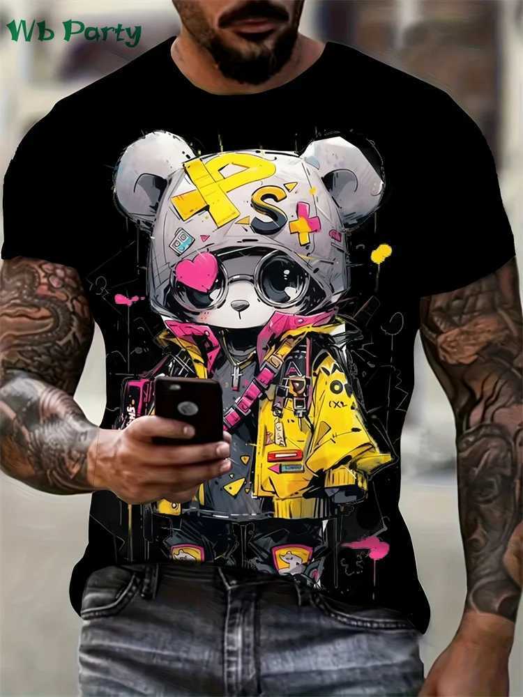 3D printed mens summer mens wear O-neck mens short sleeved T-shirt loose T-shirt top mens fun T-shirtXJ250409