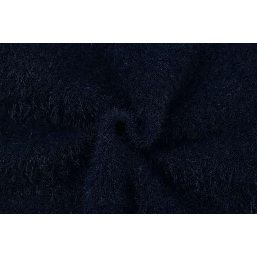 Letter Print Mohair Sweater Mens High Street Autumn Winter Loose Long Sleeve Knitted Pullover Men