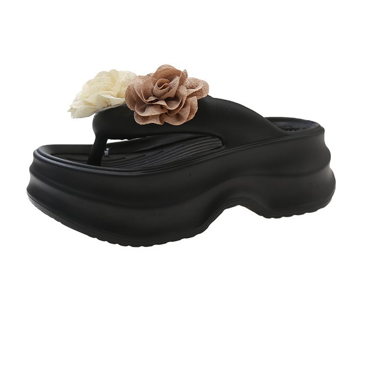 Women's 2025 summer new super soft platform flip-flops platform flower beach shoes flip-flops flip-flops for external wear