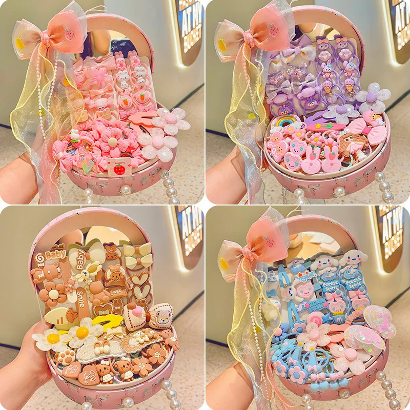Cute girl gift box childrens hair clip rich style hair accessories baby birthdays childrens holiday gifts high-end jewelry set 250409