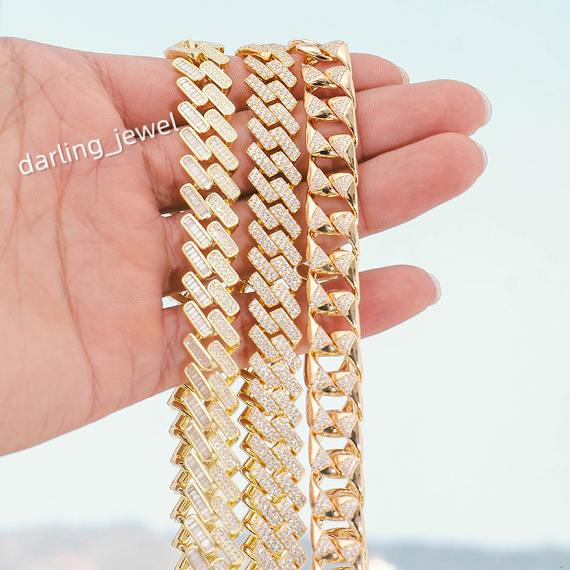 Custom Gold Cuban Link Chain Lab Grown Diamond Ice Out Moissanite Gold Plated Necklace Hip Hop Party Jewelry