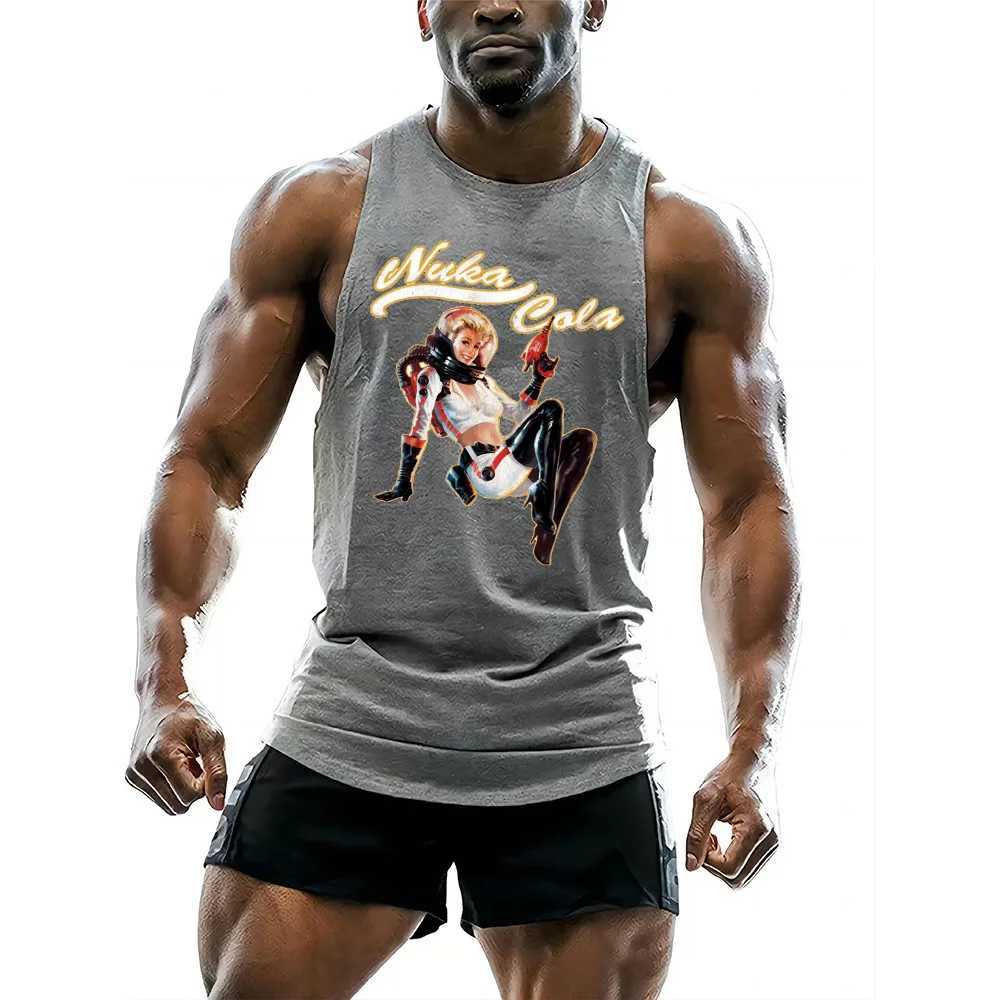 Sleeveless sports vest 2D dumbbell printing gym exercise summer crew neck adult vest quick dryingXJ250409