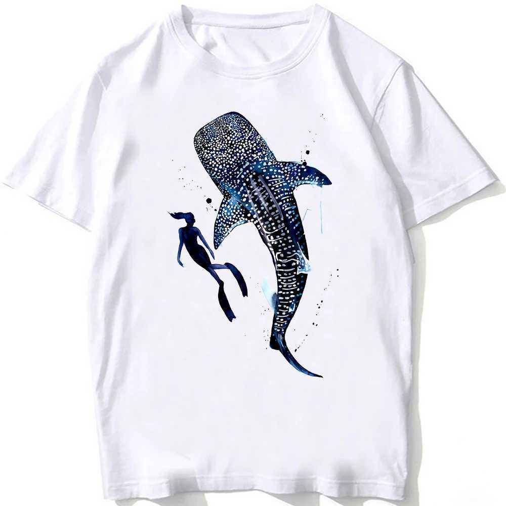 Whale Shark Anatomy Biology T-shirt unisex womens loose hip-hop casual T-shirt mens beach diving white T-shirt retro boy T-shirtXJ250409