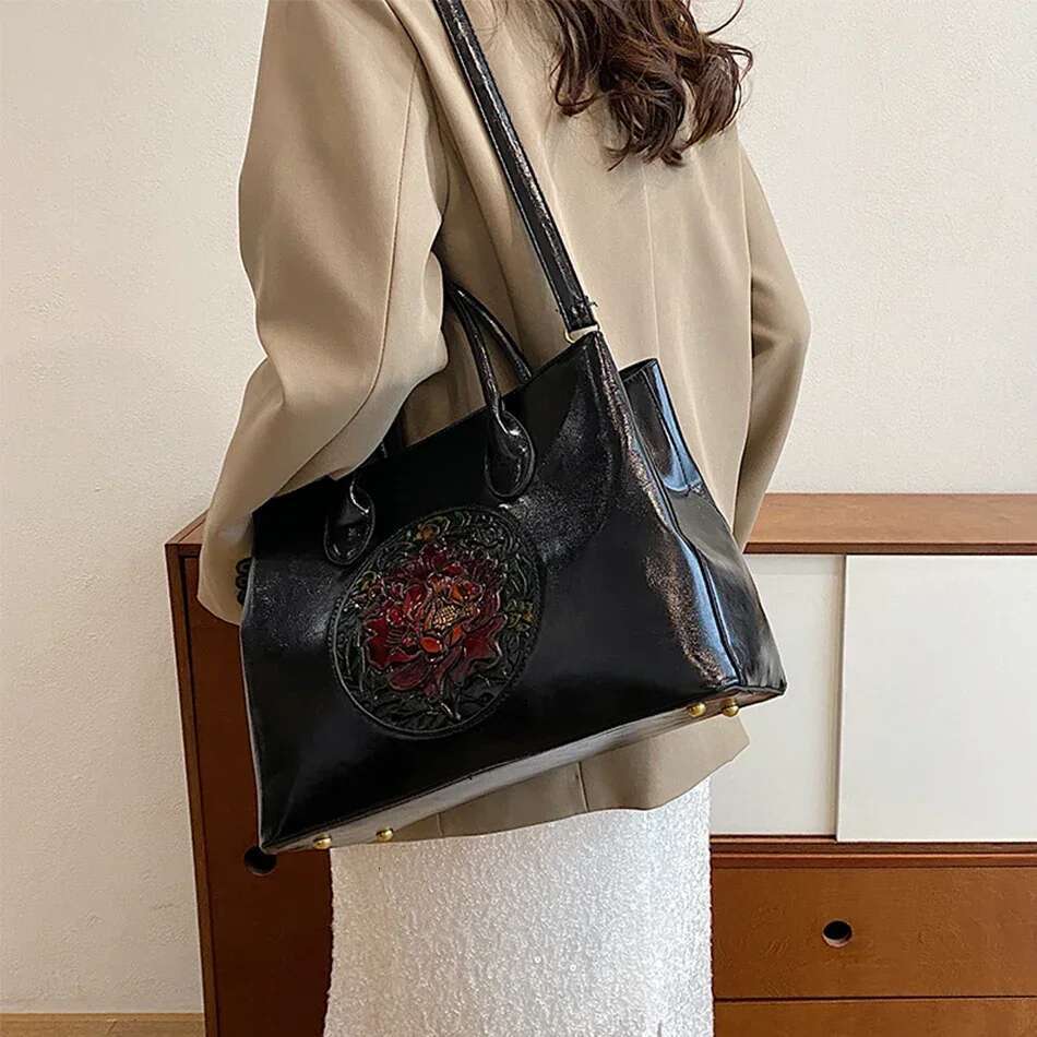Vintage Large Capatity Tote Shoulder High Quality Leather Crossbody For Women Designer Handbag Messenger Bags