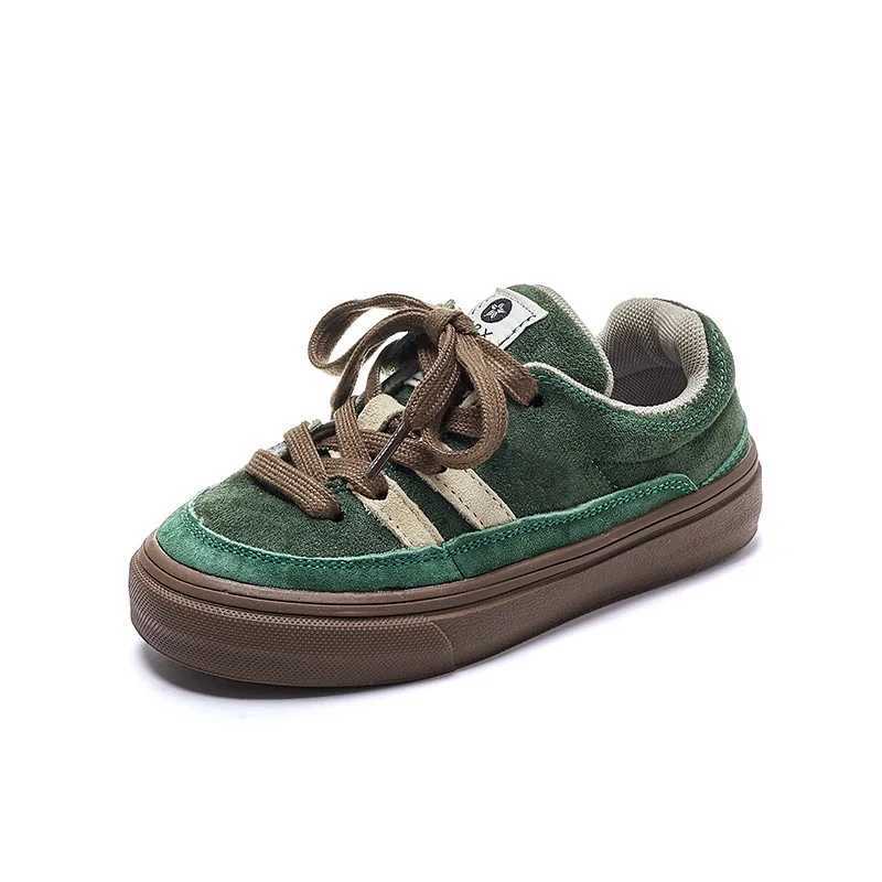 Childrens girls boys genuine leather lace tennis shoes childrens coaches childrens autumn unisex walking and running shoes X250409