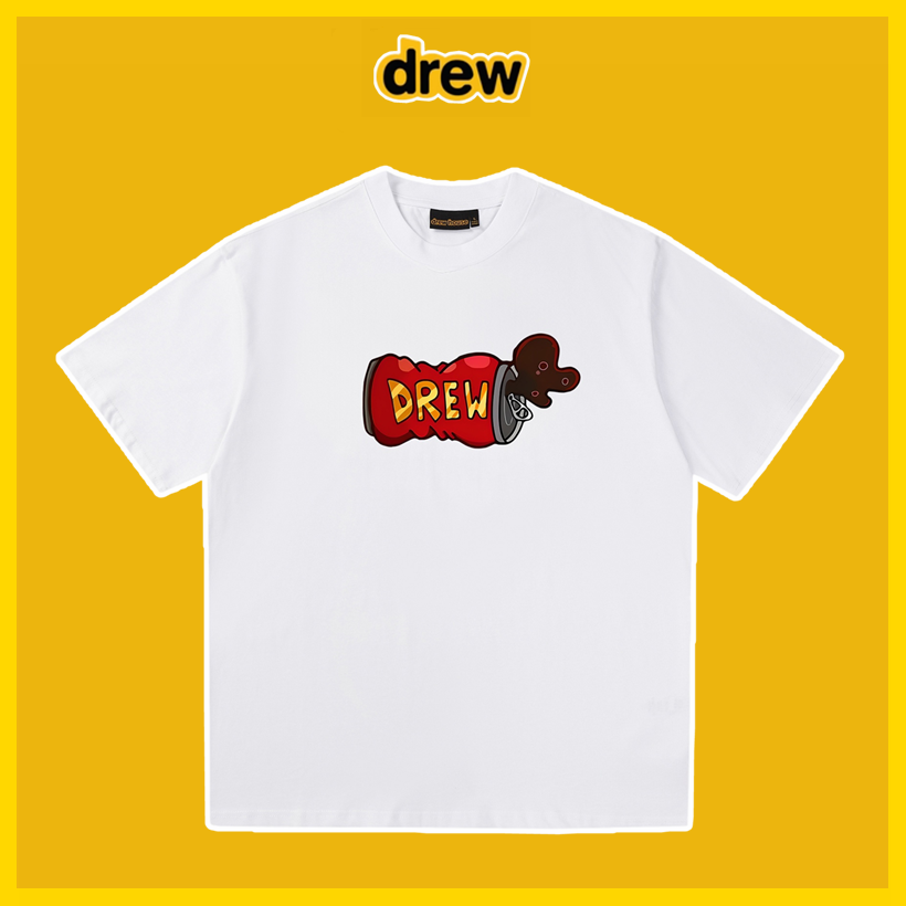 Drew House Drew smiling face letter print men and women couple loose pure cotton short-sleeve T-shirts white