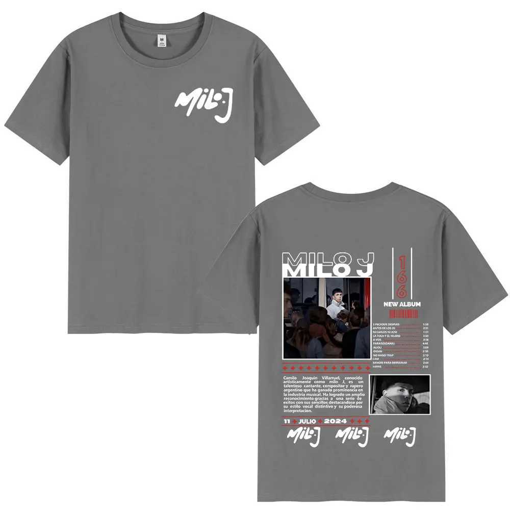 Rap singer Milo J 166 album Merch T-shirt mens fashion hip-hop T-shirt cotton casual ultra-fine short sleeved T-shirt street clothingXJ250409
