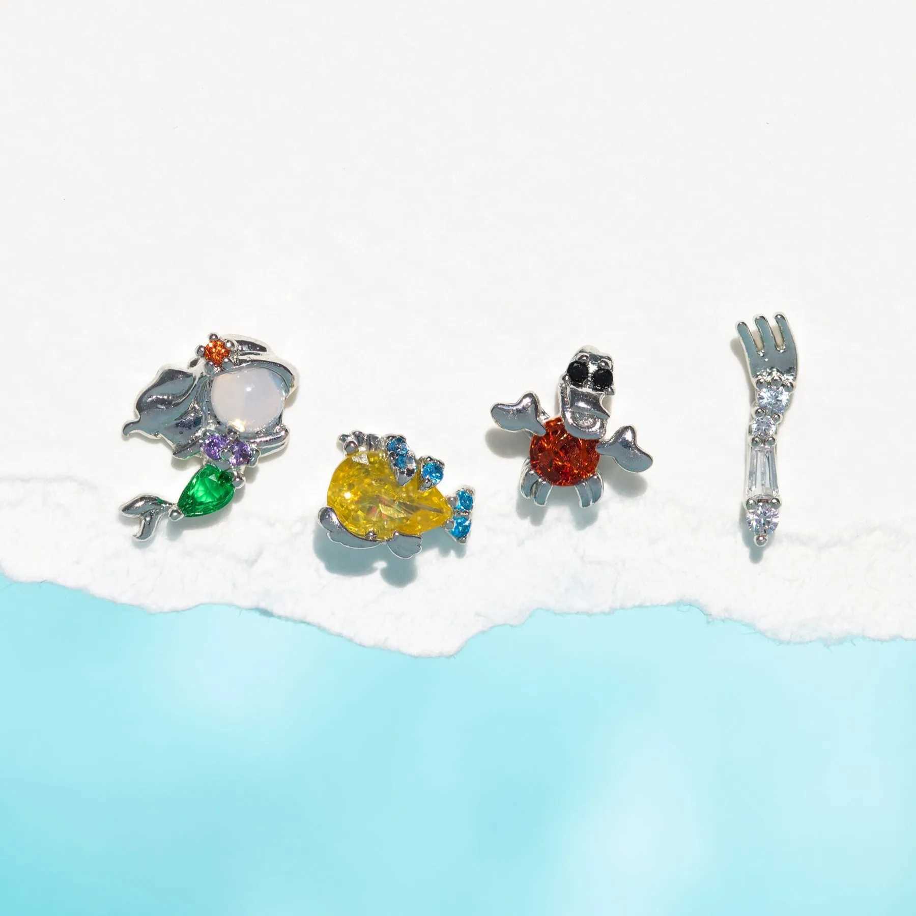 New ins Cute Cartoon Princess Earrings Set For Women Girl Fashion Vintage Colorful Zircon Stud Earring Wholesale Jewelry Gift Z250408