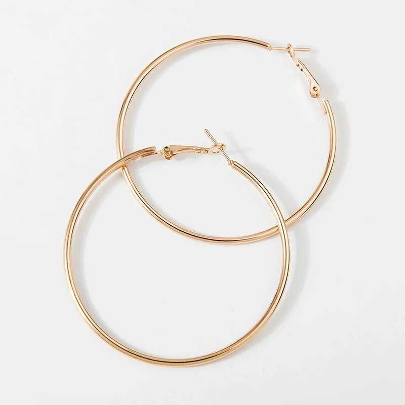 Fashion Large Hoop Earrings 40mm 60mm 80mm Big Smooth Circle Earrings Round Brincos Loop Earrings for Women Jewelry Party Gifts Z250408