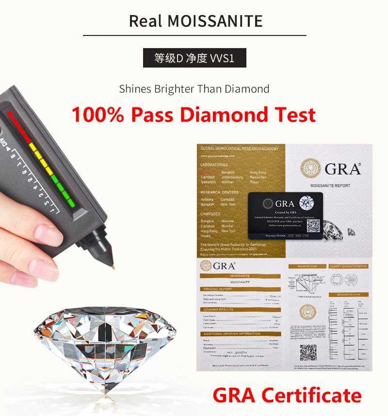 Premium 0.5-2CT Moissanite Diamond Stud Earings for Women Original 925 Silver Plated 18k White Gold Top Quality Thread Earrings Z250408
