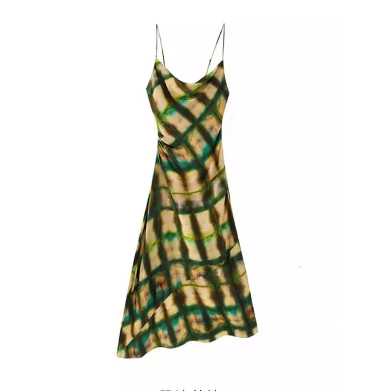 Wxw4843 summer backless asymmetric Midi dress womens sexy strapless Camisol tie dye retro party split joint 250409