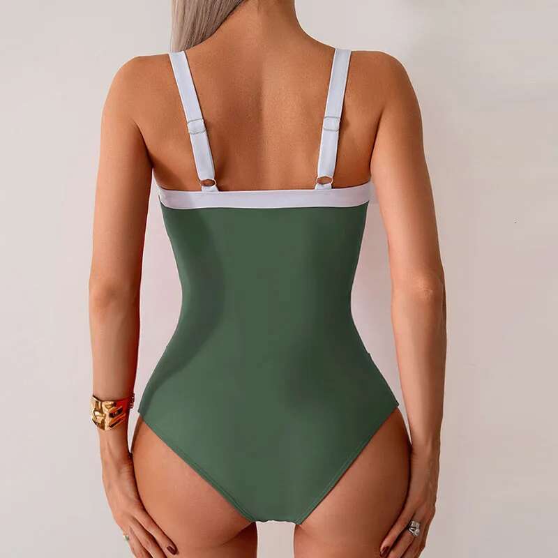 One-piece Swimsuit Women 2025 New Fashion Push Up Swimwear Ladies Sexy Contrast Bikini European and American Summer Beachwear