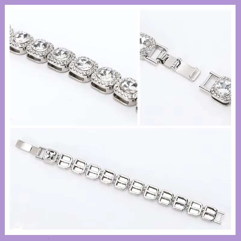 New Hip Hop Fashion Men's Square Miami Cuban Handmade Necklace 12mm rhie zinc alloy gold-plated crystal pearl chain