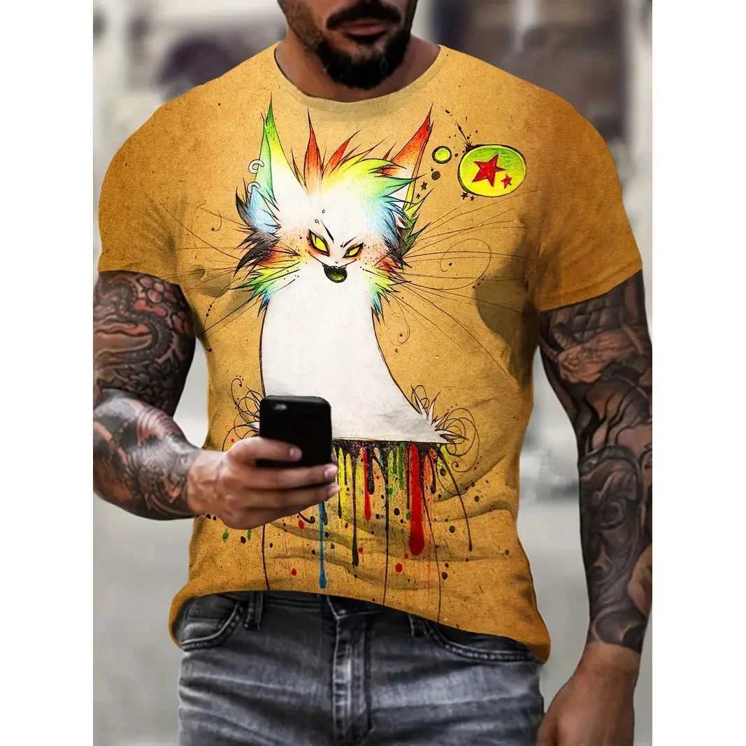 Mens T-shirt casual short sleeved T-shirt summer cartoon animal print 3D T-shirt street fashion sportswear mens oversized clothingXJ250409