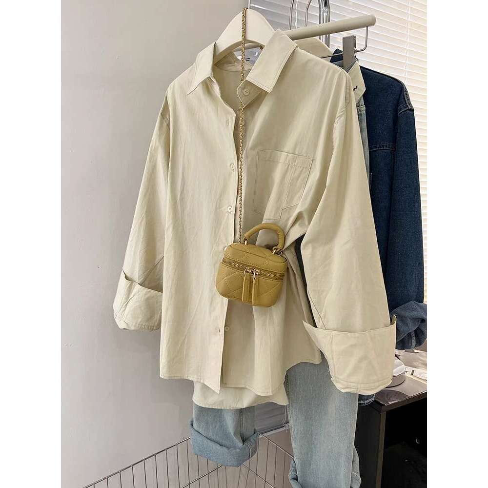 Blue shirt jacket, women's spring autumn design sense, niche shirt, small figure, casual and loose layered long sleeved top