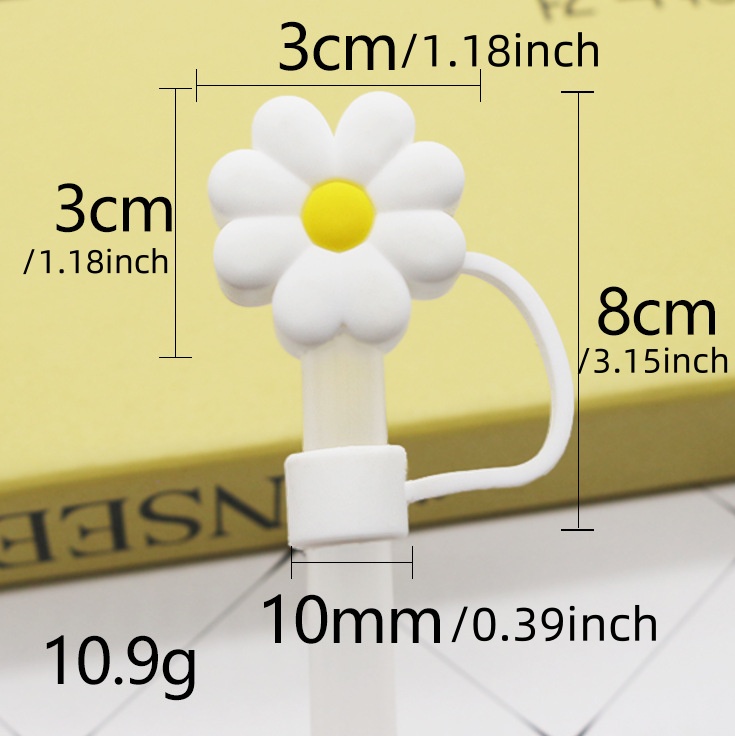 Silicone Straw Cover Cap 10mm Dust-Proof Drinking Straw Tips Lids Cover Multi-Design Cartoon for Stanley Cups Accessories