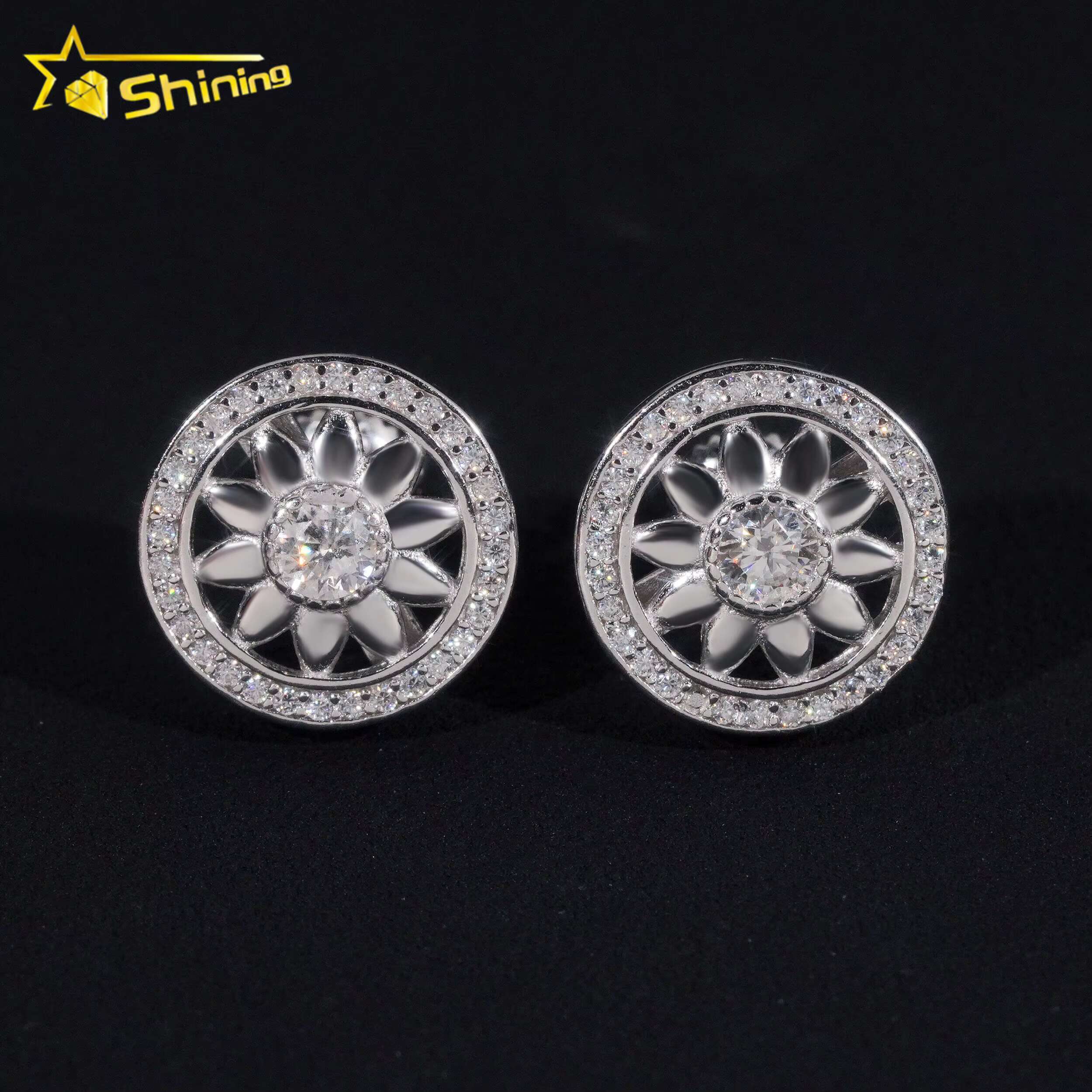 Promotion Price Pass Diamond Tester GRA Certified VVS Diamond Fully Iced Out Hip Hop 925 Silver Jewelry Moissanite Stud Earrings