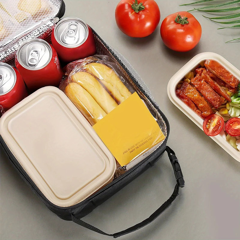 large capacity insulated lunch bag aluminum foil thick waterproof portable box suitable for student office workers 250408