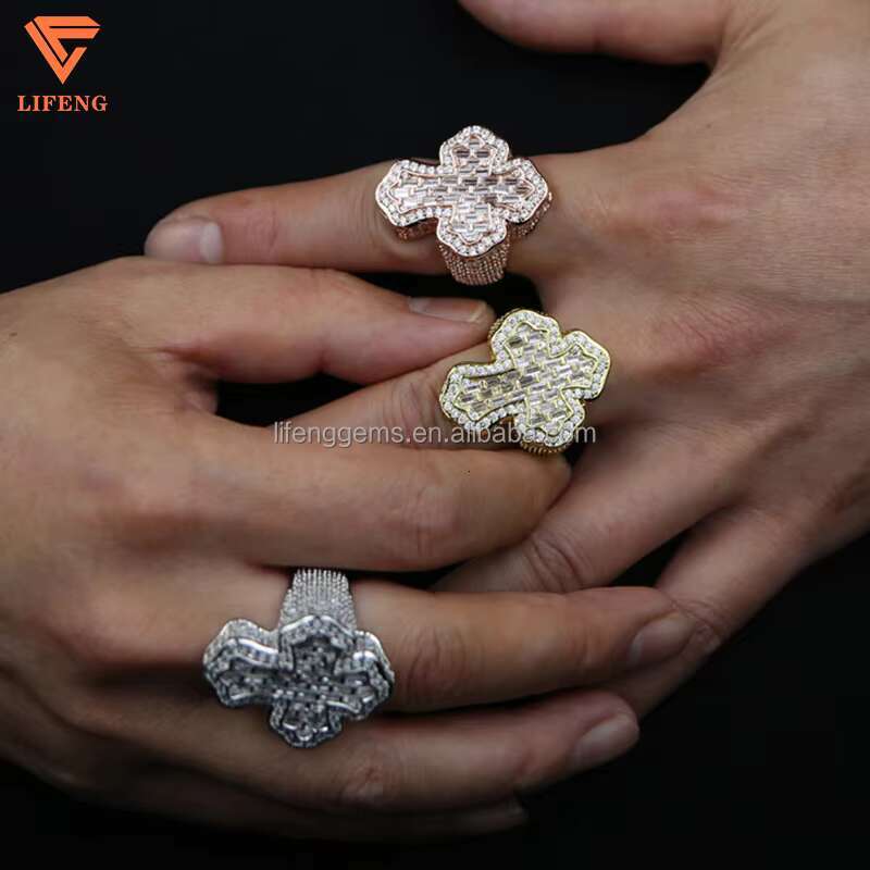 Luxury Custom Jewelry Moissanite Letter Fashion Hip Hop Ring Moissanite Ring Iced Out Championship Style Classic Rings for Men