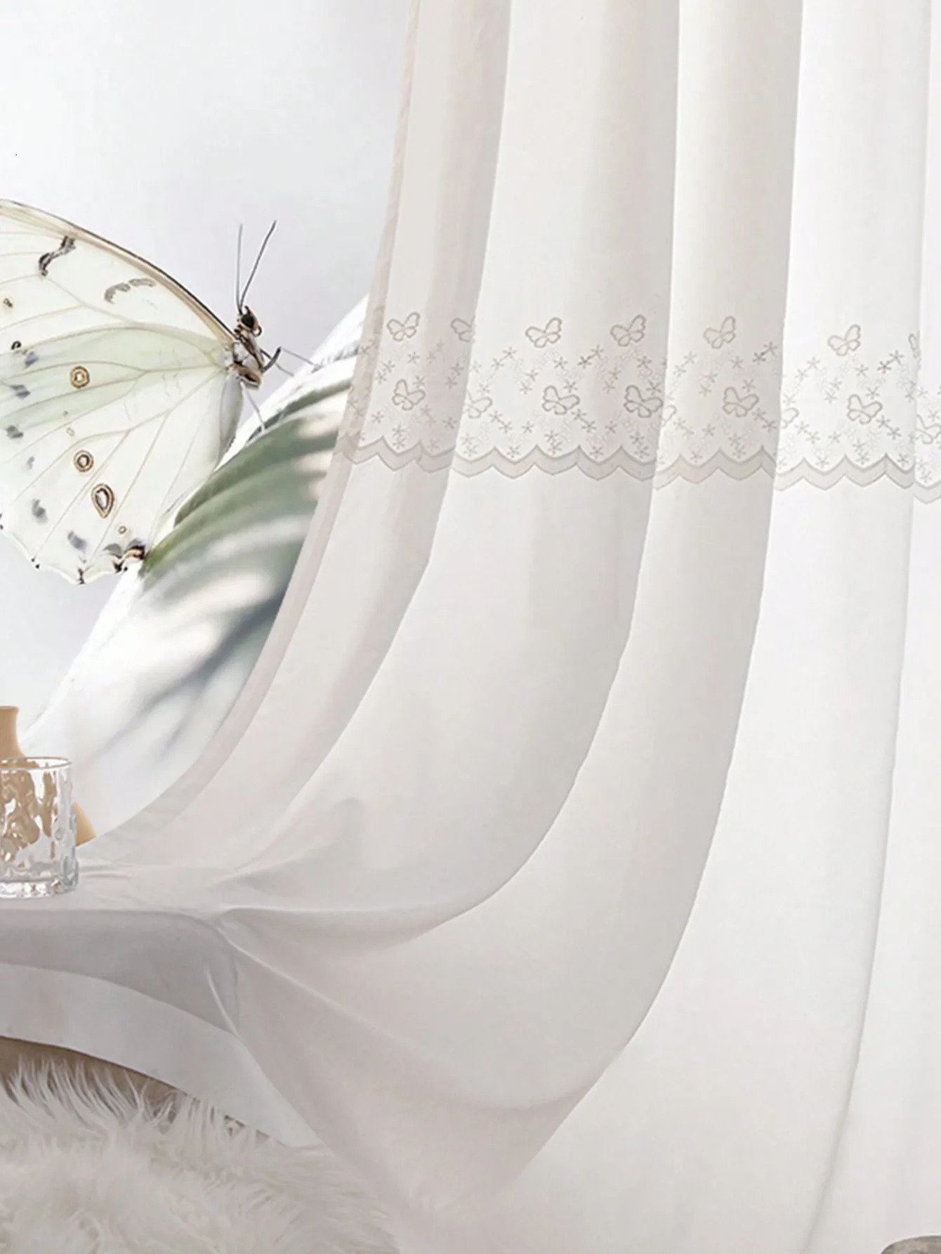 Butterfly hollow embossed screen curtains window screens bedroom balcony windows warm window screens 250409