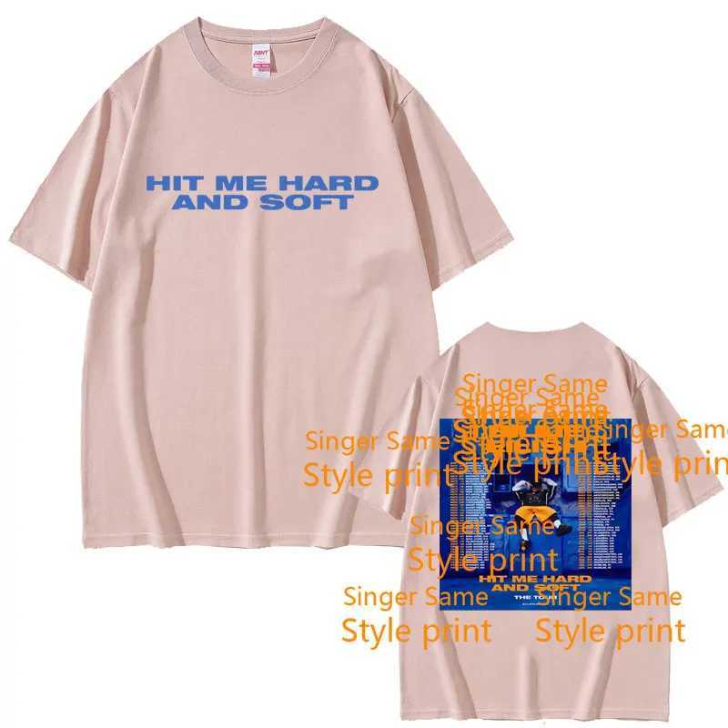 Hit Me Hard and Soft Same Style Printed T-shirt Mens Fashion Pop Music T-shirt Mens Casual Oversized T-shirt Short SleeveXJ250409