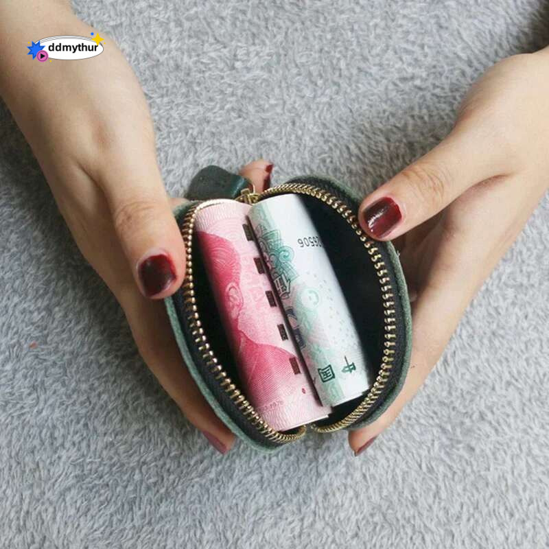 Fashion Style Shell Change Genuine Leather Key Coin Storage Bag Women Zipper Small Wallet Mini Purse ddmythur