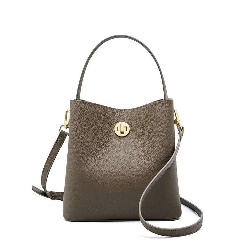 2025 New Bucket Genuine Leather Women's Single Shoulder Crossbody Bag, Large Capacity Handbag, Cowhide