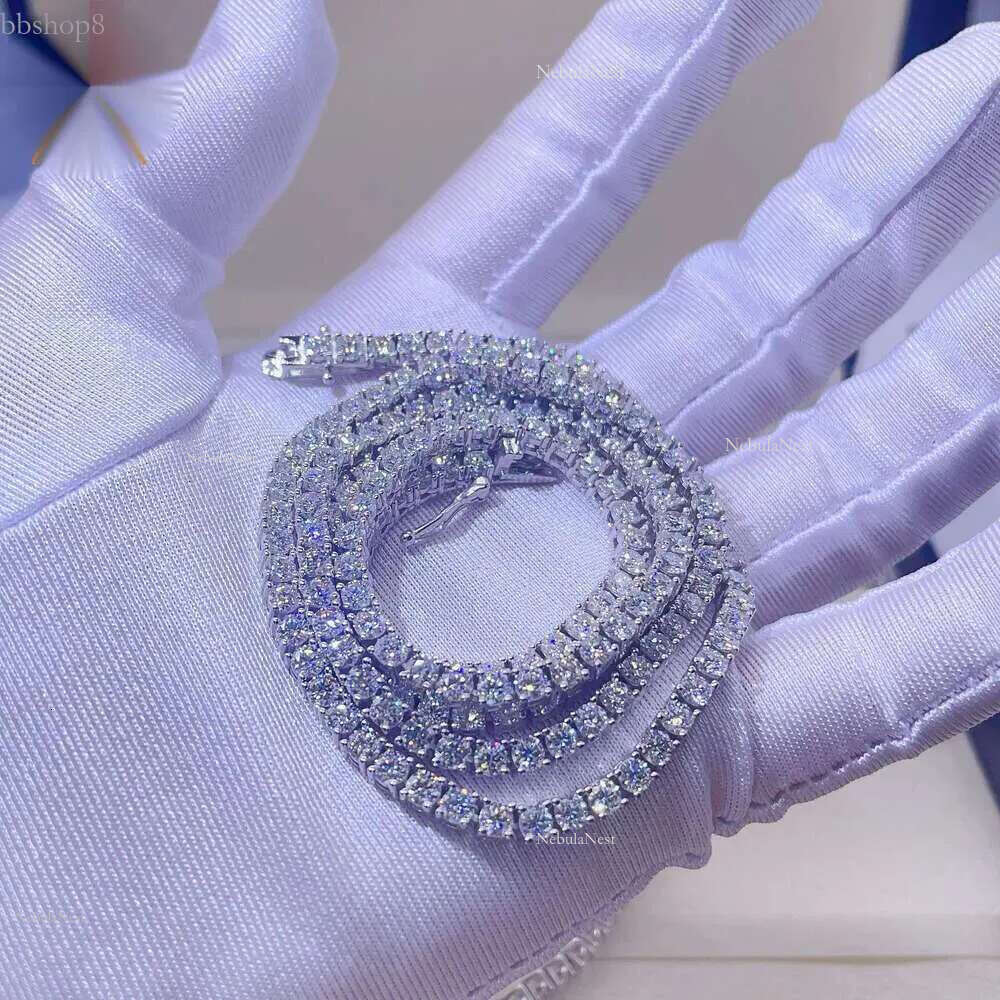 Custom hip hop Jewelry necklace 6mm 8mm Sterg Sier hiphop chain VVS Moissanite Tennis Chain