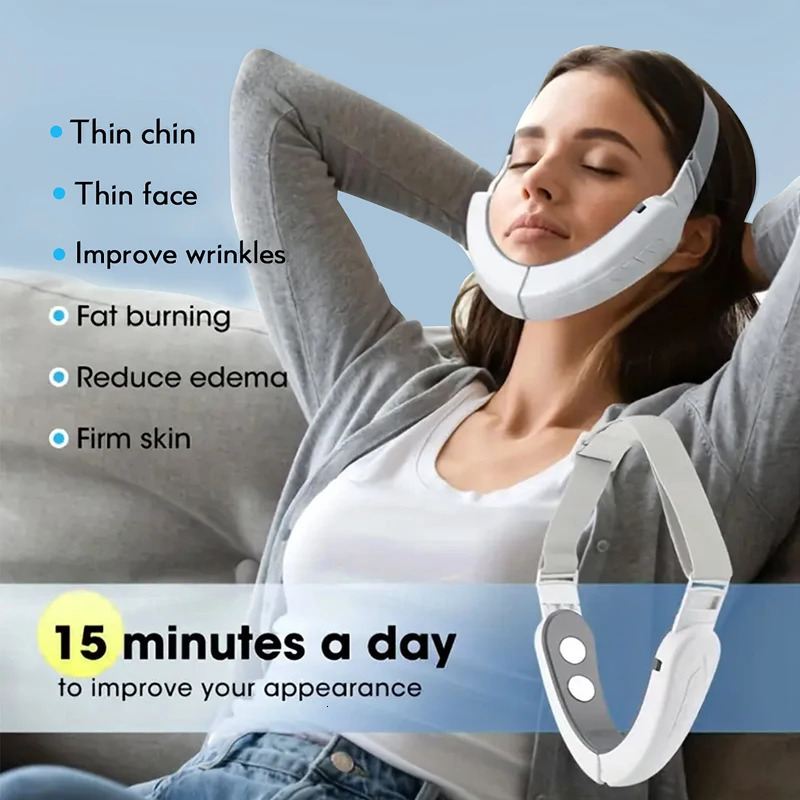 6 Modes Face Vibrate Electric Slimming Device Double Chin V Shape Lift Belt Compress Pulse Massager 251106