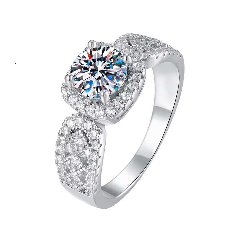 Wholesale Custom Jewelry VVS 1ct Brilliant Cut Moissanite Diamond Wedding S925 Sterling Silver Rings for Women Engagement Gift