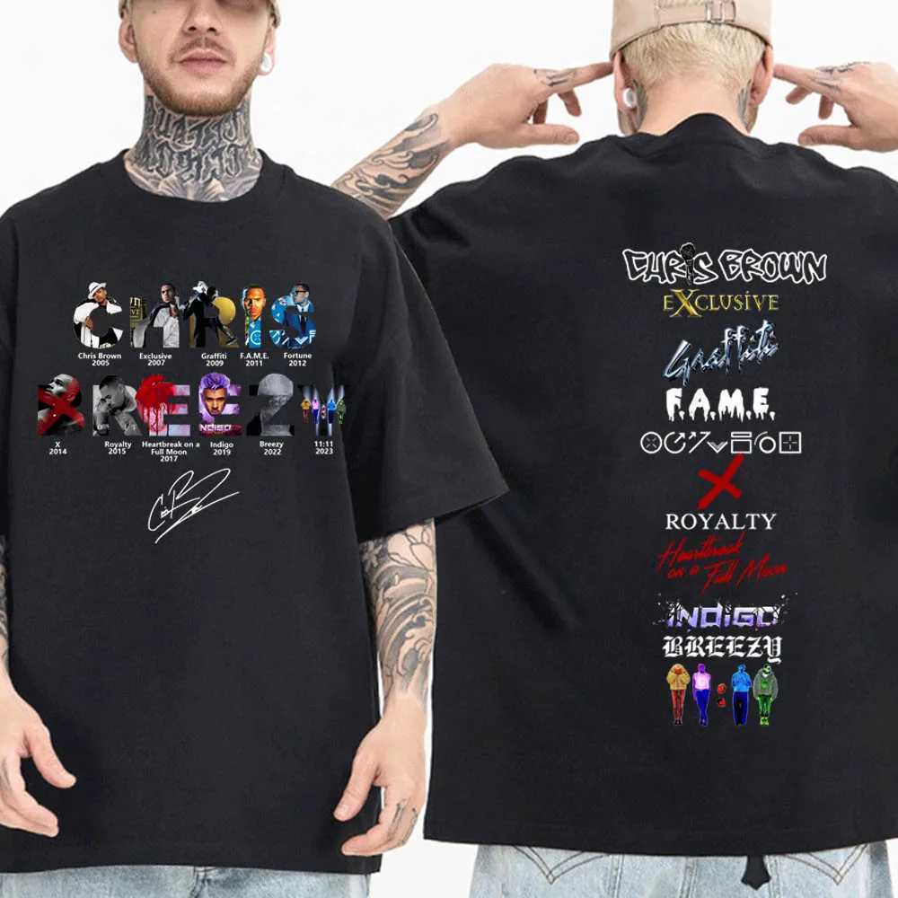 2024 Chris Brown Rap T-shirt 11 11 Album Series Merch T-shirt Unisex Harajuku O-neck Short sleeved Shirt Fan GiftXJ250409