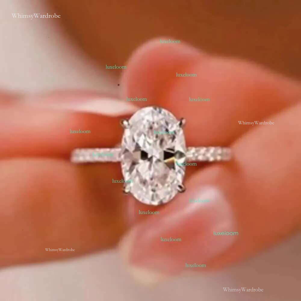 Yu Ying Customized White Gold D color Oval Cut Moissanite Women Jewelry Wedding Set Rings Engagement Ring