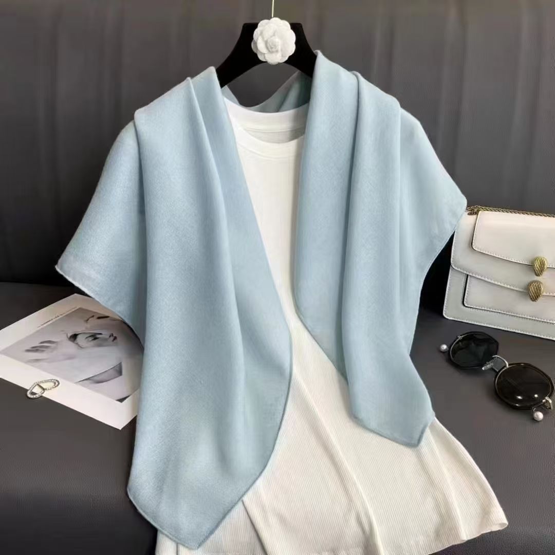 T441 Spring and Autumn Scarf Thin Cotton and Linen Pure Color Linen Breathable Decorative Shawl Warm Neck Scarf