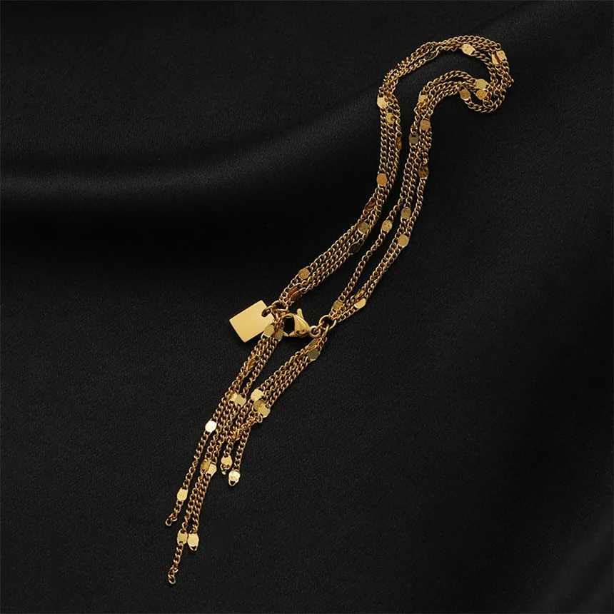 316L Stainss Steel Simp Mtilayer Tassel Chain Bracet For Wen Fashion Fine Jewelry Gift SAB1071W251027