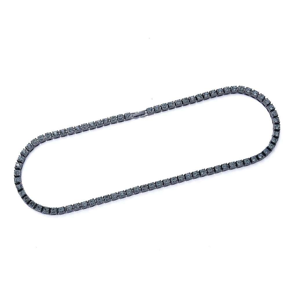 2025 gray tennis chain cubic zirconia rap singer necklace zinc alloy men's and women's accessories