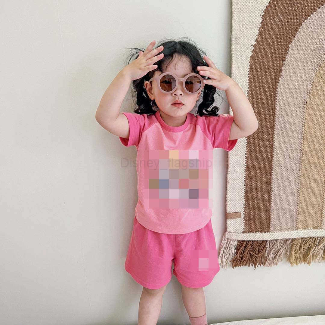 Disney 2025 Summer Childrens Set Cotton Printed English Character Icon Leopard Pattern Shorts for Boys and Girls Two Piece Set TrendyXJ250409