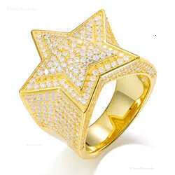 Men Band Rings Women Hiphop Fine Jewelry Iced Out Gold Plated Sterg Sier VVS Moissanite Dia Star Ring With GRA Certificate123