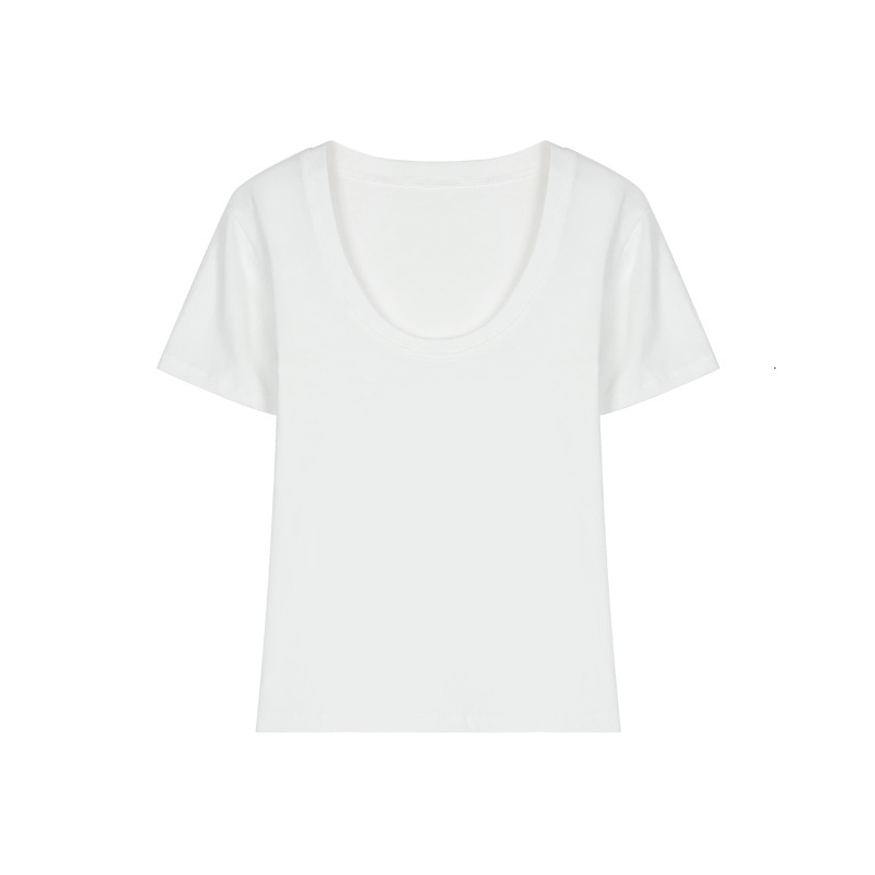 2025S Designer Women S T Shirt Solid Color Simple U Neck T Shirt For Women Summer New Korean Version Slim Fit Versatile Short Sleeved Student Top Ins 