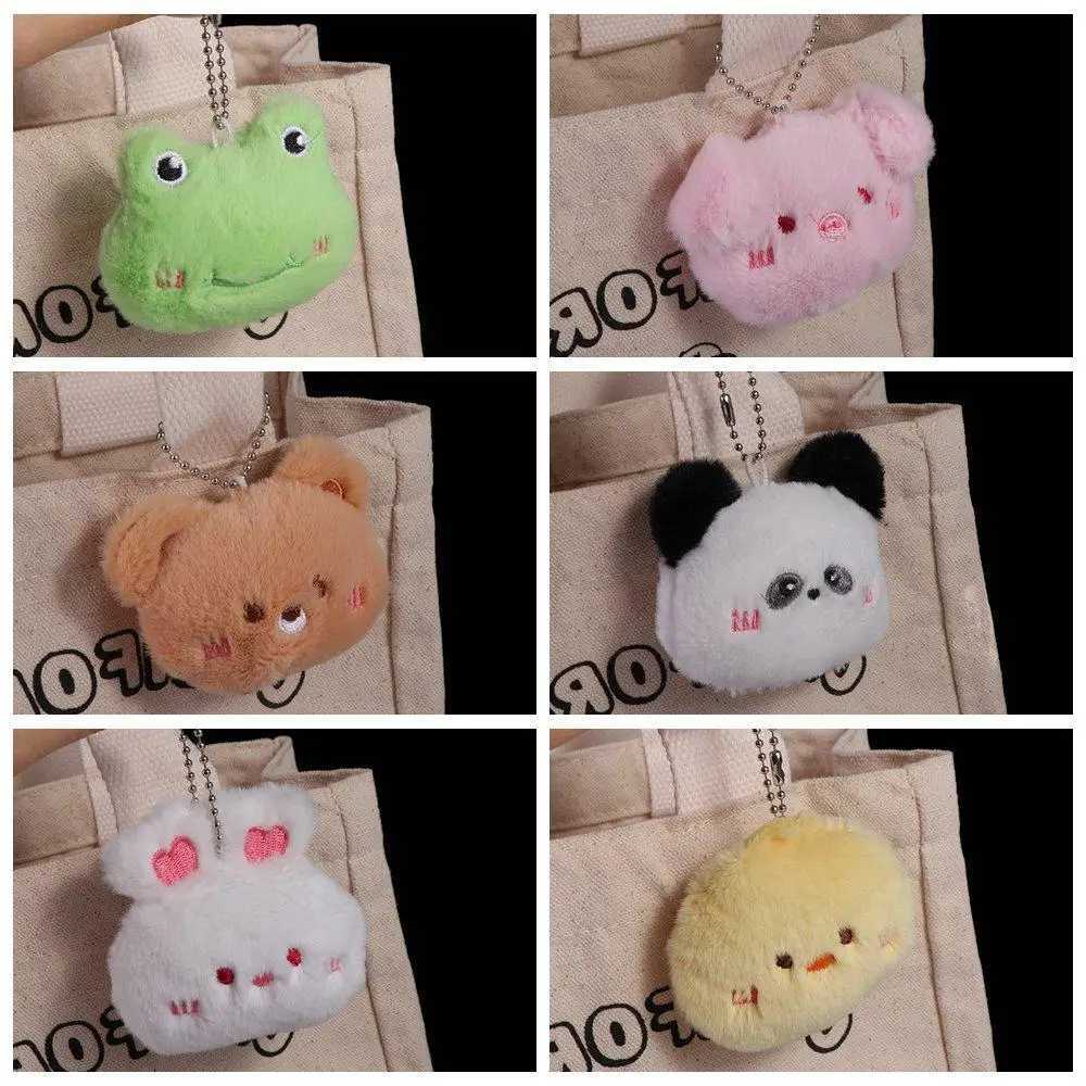 Cartoon soft animal keychain cute plush bear keychain female rabbit frog doll keychain backpack pendant accessory girl giftXJ250409