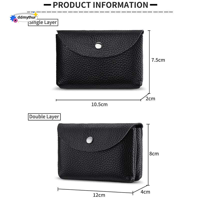 Genuine Leather Short Coin Wallets Card Holder Bag Case Portable Retro Cowhide Small Money Purse For Men Women Earphone Pouch ddmythur