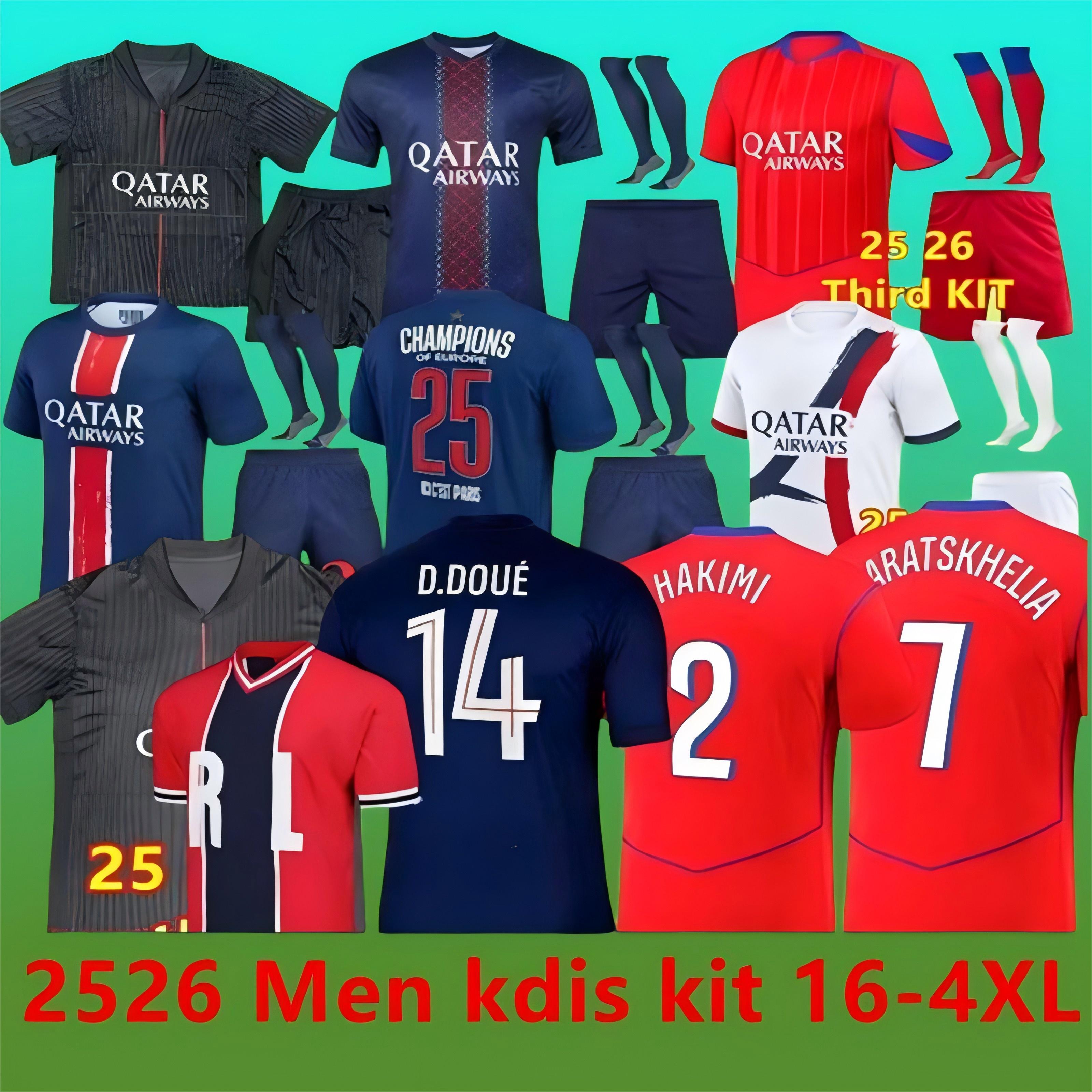 Maillot Soccer Jerseys DEMBELE 25 26 ParIS FC 2025 football shirts Equipment uniforms VITINHA BARCOLA NEVES KVARATSKHELIA ES D.DOUE HAKIMI MUNICH1