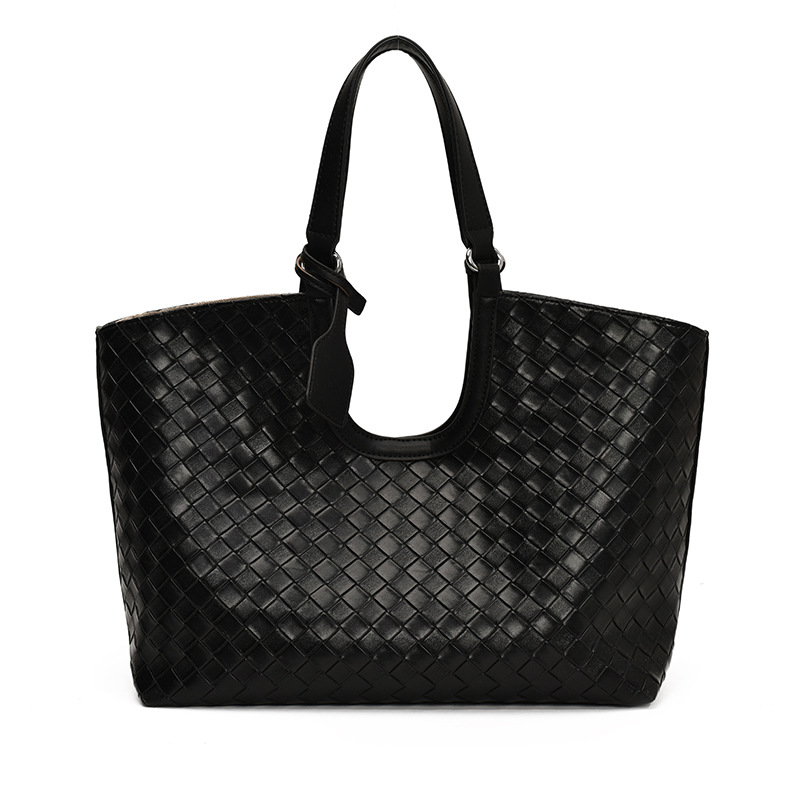 new Cross-border Style High-end Niche Woven Large-capacity Tote Bucket Bag Fashionable Retro Single-shoulder Handbag